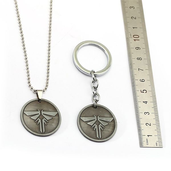 

new game the last of us 2 keychain metal logo key ring black beads chain pendant for men car jewelry llavero porte clef chaveiro, Silver