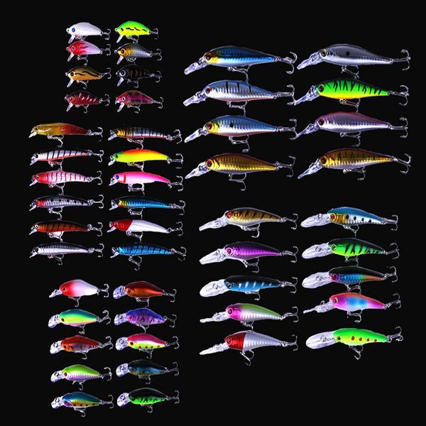 

lenpaby 48 шт жесткий рыбалка приманки установить бас ассорти рыболовные приманки kit красочные гольян поппер кривошипно rattlin виб сочлене