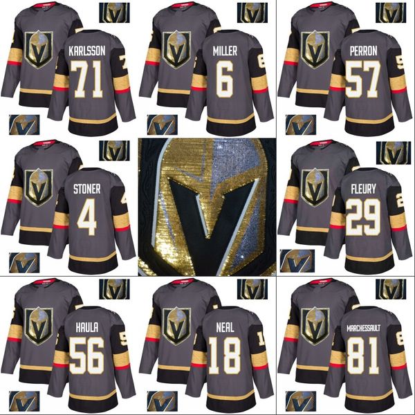 

2018 Vegas Golden Knights Jersey Colin Miller James Neal Marc-Andre Fleury William Karlsson Jonathan Marchessault Special Embroidery Jerseys