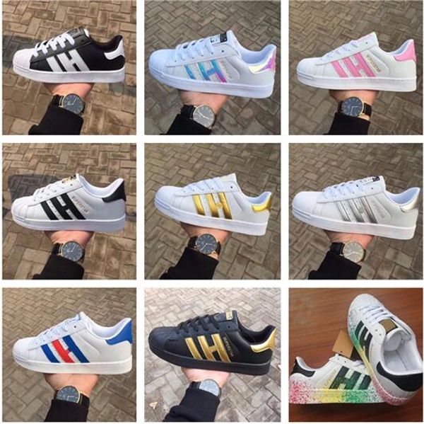 

2018 new arrival fashion mens womens superstar sneakers casual walking shoes woman man flat shoes fast shipping, Black