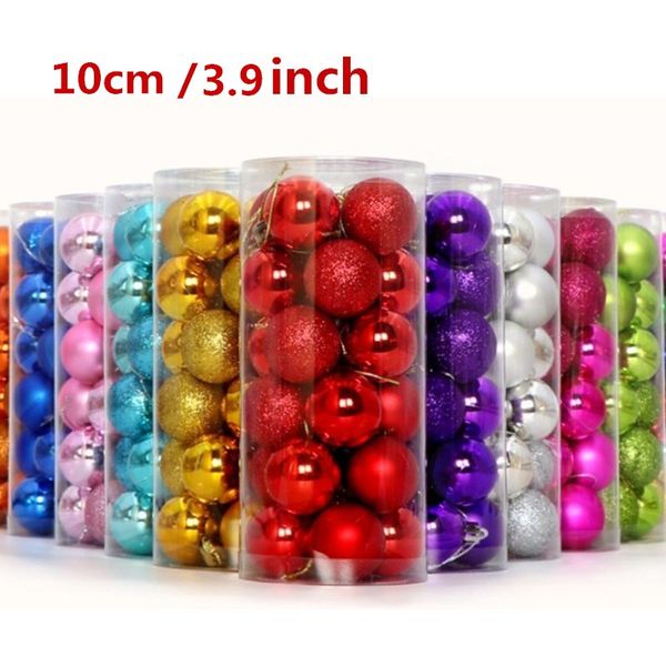 Acheter 10cm 39inch Grand Boules De Noël Ornements Pour Arbre De Noël Incassable Décorations Darbres De Noël Grande Boule Suspendue Or Argent