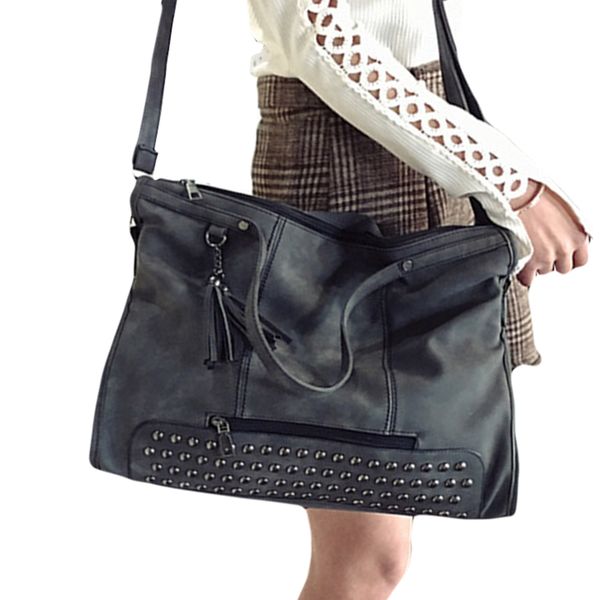 

imentha fashion female shoulder bag patchwork split leather retro handbag ladies tote bag for office work