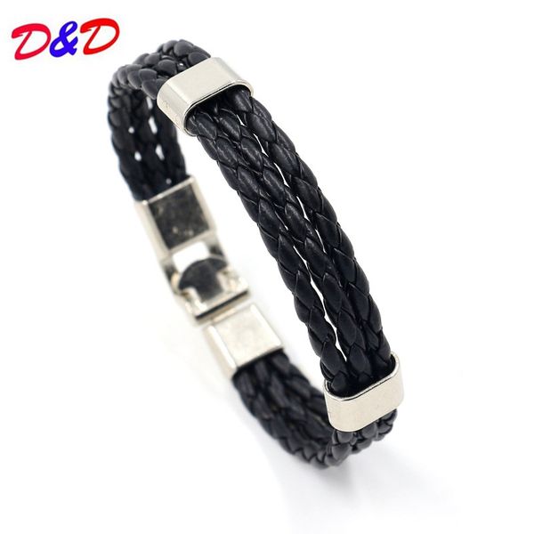 

straightly han edition fashion woven leather bracelet simple man leather bracelet undertakes accessories wholesale, Golden;silver