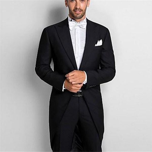 

2018 black peaked lapel tailcoat men suits wedding suits custom made bridegroom prom tuxedos formal man evening dress blazer 2 pieces, Black;gray