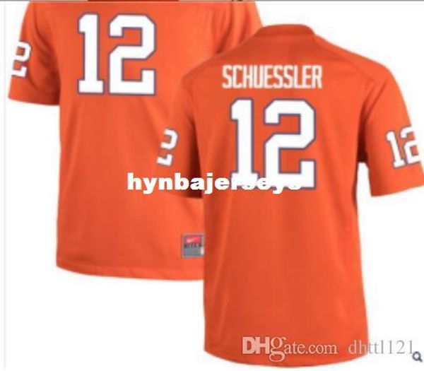 

men #12 orange nick schuessler clemson tigers alumni jersey stitched football jerseys, Black;red