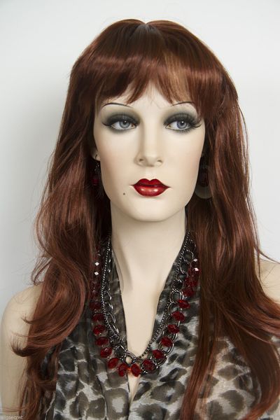 

dark auburn tipped fox red red long straight wigs, Black;brown