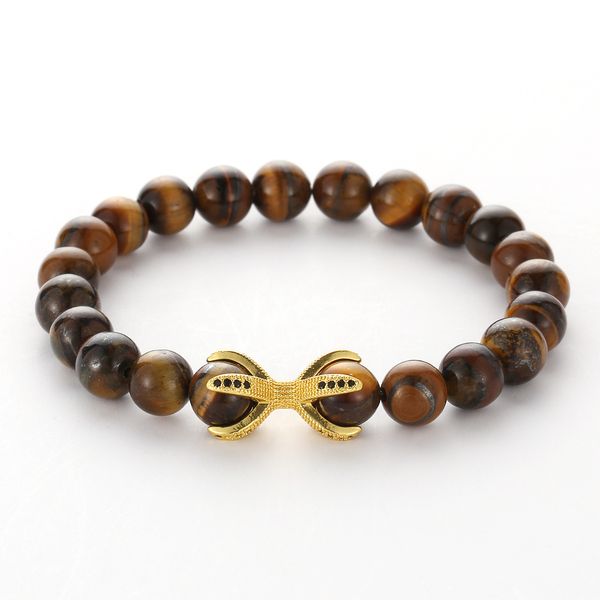 

fashion 8mm zircon claw bracelets white turquoise tigereye natural stone yoga bracelets & bangles for friend gift, Black