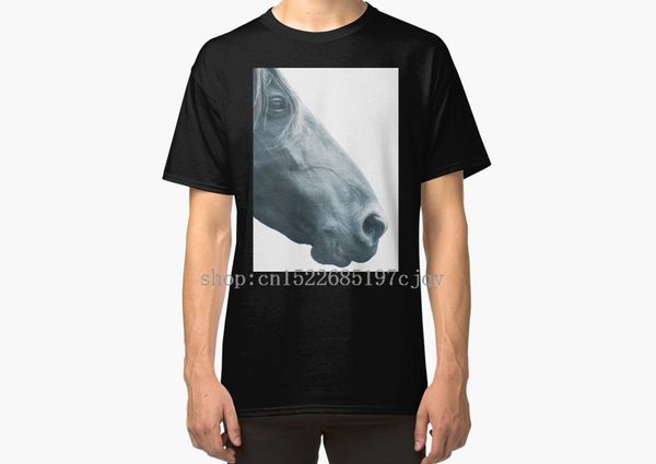 

2018 new fashion horse head with mane elegant fine art print n 3 for animal men's short sleeve cotton t shirt o-neck tee shirt, White;black