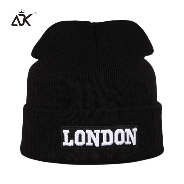 

adk simple style hat embroidery london black skullies beanies men women casual 2018 autumn winter beanie for girls #cap159