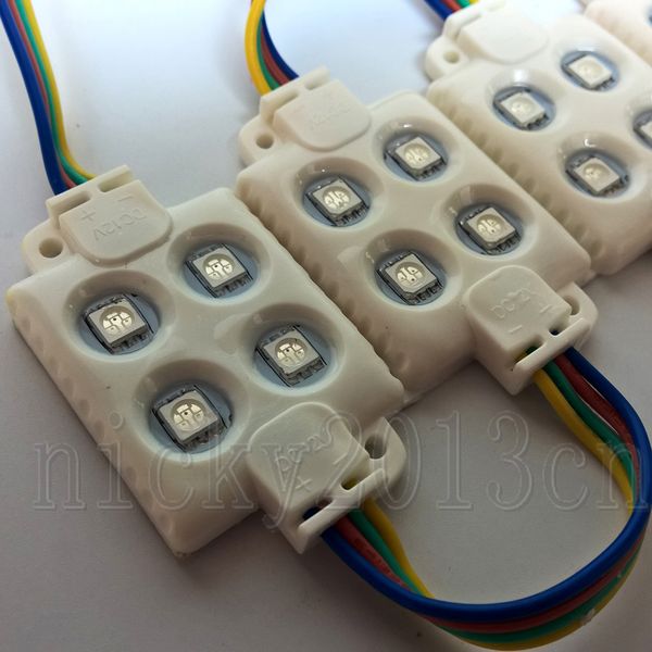 

5050 rgb led module light strip tape lamp 4leds smd injection molding white abs 12v ip65 waterproof multiple color for ad sign