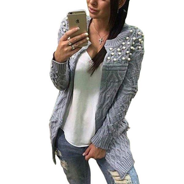 

2018 autumn and winter europe style solid fashion female sweater computer knitted v-neck cardigans beading ruched woman sweaters, White;black