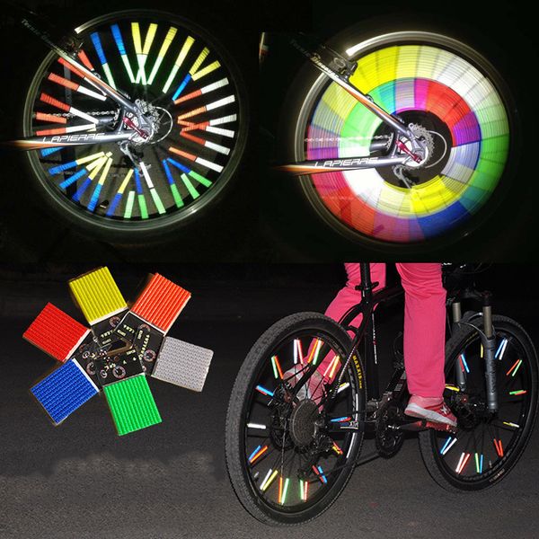 

12pcs mtb bicycle wheel spoke reflector reflective mount clip tube warning strip for night-time safety cool bike accessories 20