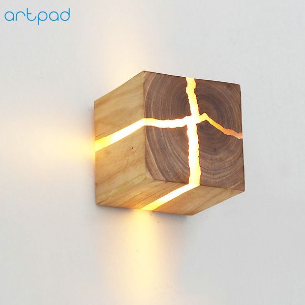 

japanese style art decoration led wall lamp bedroom bedside aisle indoor home light fixtures g4 wood wall lamps for living room