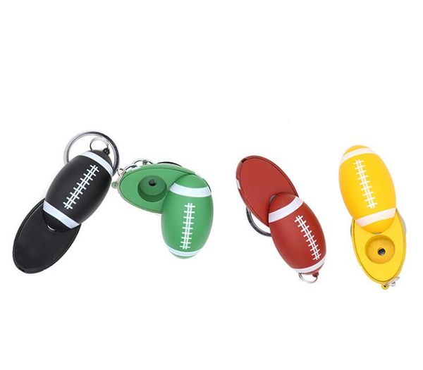 Portachiavi in metallo colorato Forma di calcio Mini fumo Tubo di tabacco per sigarette Tubo portatile 4 colori Accessori per utensili