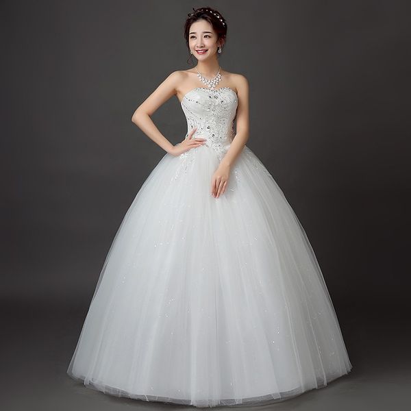 

sweetheart plus size princess crystal ball gown wedding dress 2018 lace up bridal gown vestido de noiva, White