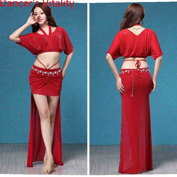

women belly dancewear cut out splicing skirt with underpants lady girls oriental dancing clothes garments outfits, Black;red