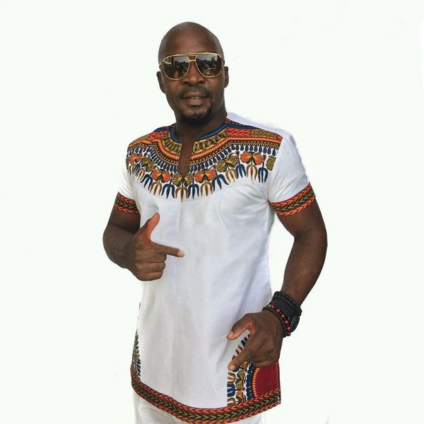

Мужчины черный белый Африканский Dashiki дизайн повседневная футболка наряд с корот