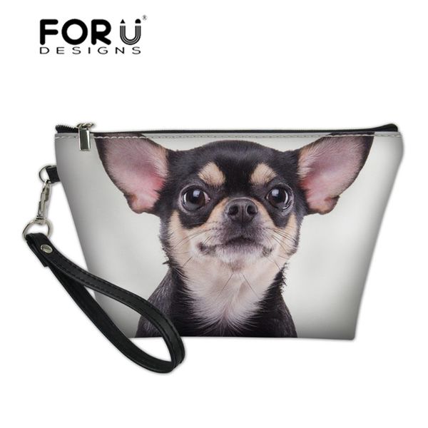 

forudesigns large capacity travel necessity cosmetic cases for women chihuahua 3d printing make up bag ladies toiletry wash bag