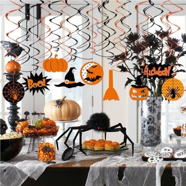

pumpkin ghost halloween swirl hanging dizzy dangler foil hanging decoration set for halloween party supplies party decor