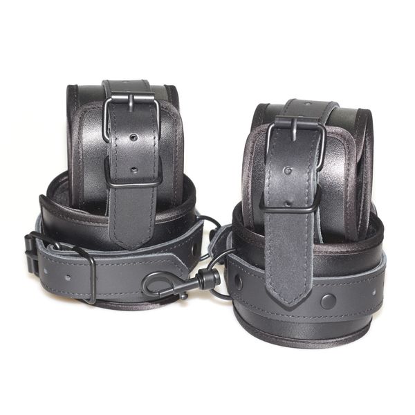 

black pu leather handcuffs bondage hogtied kit hogtied bondage girl for bed restraints online shopping