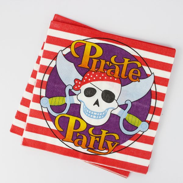 

wholesale kid boy girl pirate birthday party decoration kids supplies favors napkins 20pcs/lot event party supplies