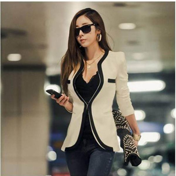 

black white women short coats ol office lady jackets blazers fashion patchwork slim waist blazer 2018 new work wear, White;black