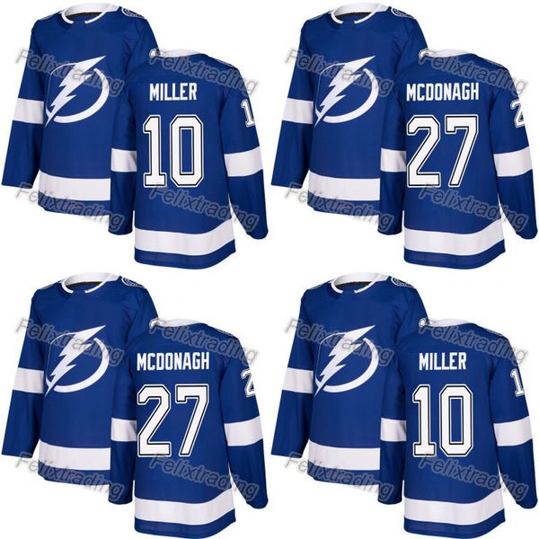 

27 Ryan McDonagh 10 J.T. Miller Tampa Bay Lightning Custom Ryan Callahan Erik Condra Nikita Kucherov Jake Dotchin 2018 Season Hockey Jerseys