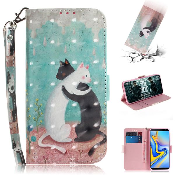 

откидная крышка телефона сумки для samsung galaxy j6 plus case 3d живопись искусственная кожа мягкий силиконовый бумажник охватывает случаи