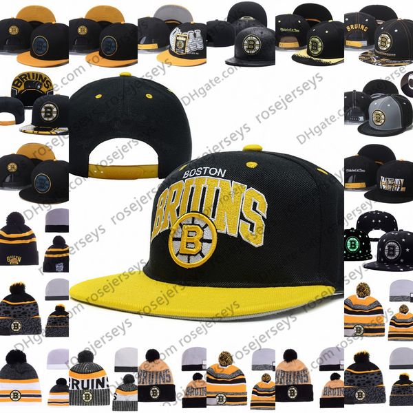 

boston bruins хоккей вязать шапочки вышивка регулируемая шляпа вышитые snapback шапки черный белый желтый серый сшитые шляпы один размер, Black;white