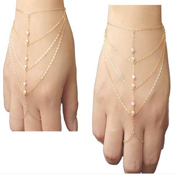 

fashion multi-layer crystal finger bracelet 8bd14, Black