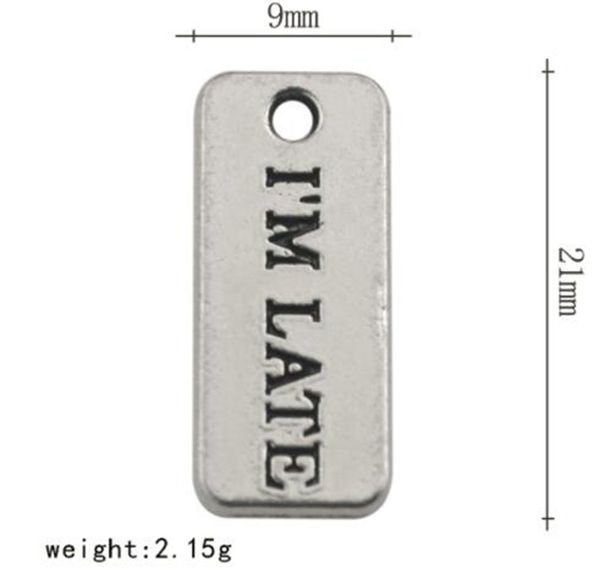 

i am late two sides tag charm other customized jewelry, Bronze;silver