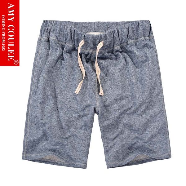 

us marled shorts euro men solid color classics 100%cotton breathable fabric casual pure drawstring pockets knee, White;black