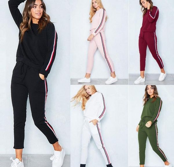 

women's suits two piece set autumn winter zipper jacket and side striped pants green fitness outfit casual suits women tracksuit, Gray