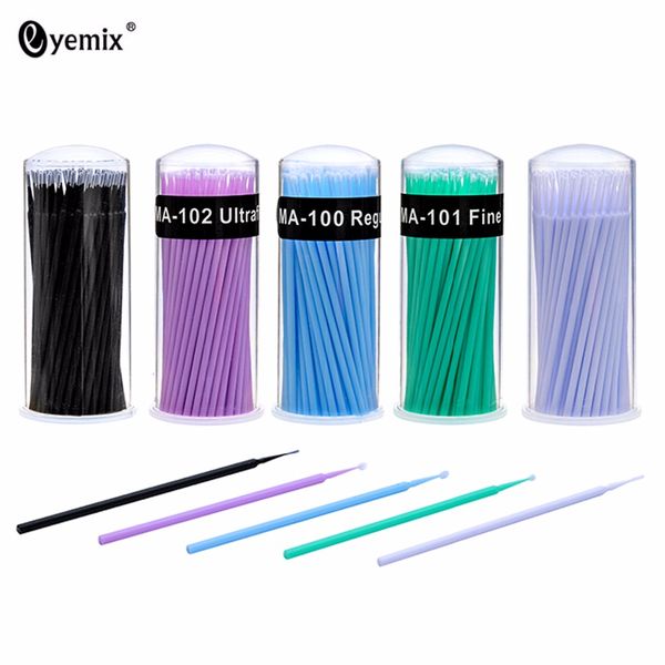 

100pcs/lot disposable swab micro brush eyelashes extension cotton swab individual lash glue removing tools