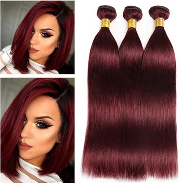 

virgin malaysian burgundy red human hair weave extensions silky straight double wefts #99j wine red virgin human hair bundles deals 3pcs, Black