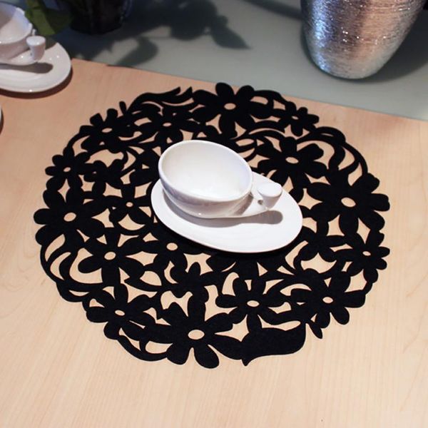 

30cm modern round laser cute flower felt placemats kitchen dinner table mats