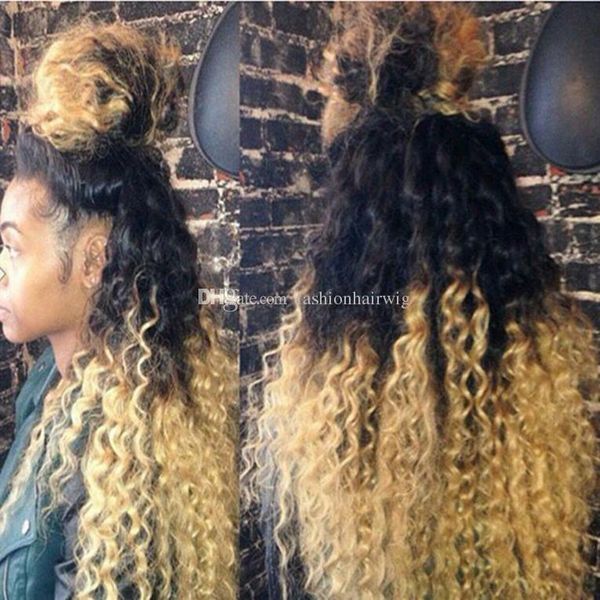 Synthetic Lace Front Wig Cheap Wigs Afro Kinky Curl 1b 613 Black