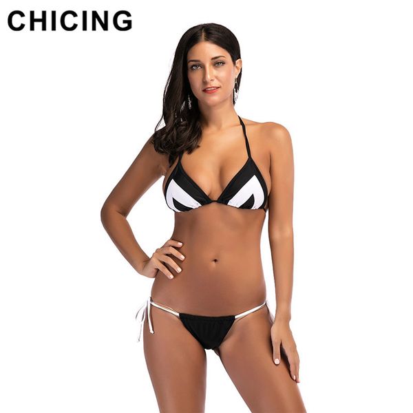 

chicing новое прибытие sexy лоскутное печати женщины пляж push up бразильский набор купальники sw078, White