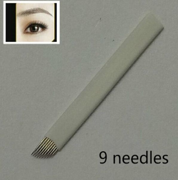 

50pcs 9-pin permanent makeup manual eyebrow s blade for tattoo machine microblading pen ing