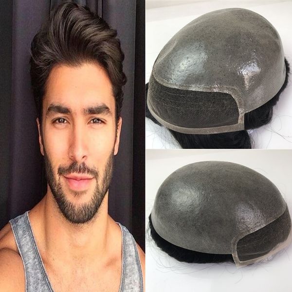 2019 Human Hair Toupees For Men 8x10 Inch Lace Front Mens Toupee