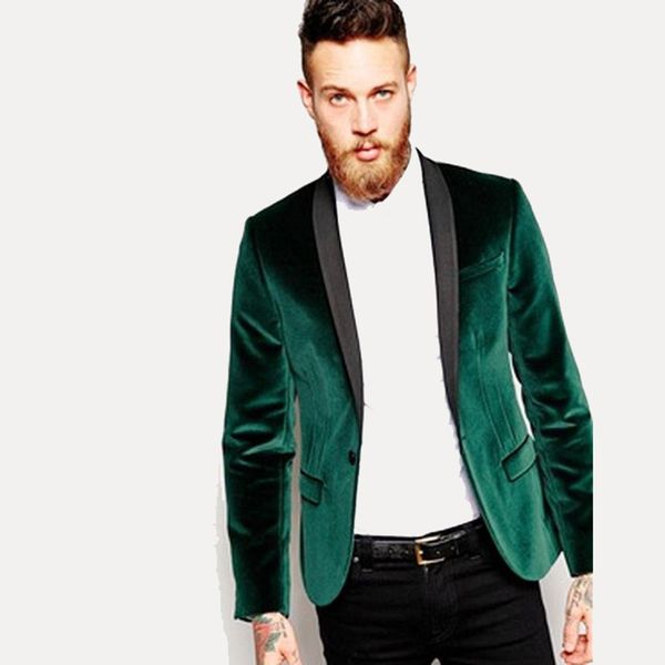 

custom made designer green smoking suit velvet slim fit wedding suits for men blazer groom tuxedos shawl lapel party 2 piece, White;black