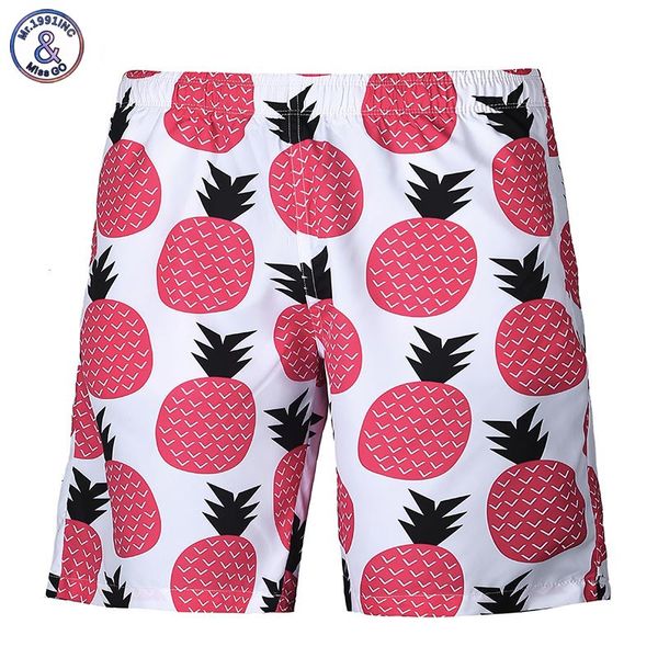 

2017 mr.1991inc cool brand summer shorts men digital 3d print pineapple casual beach shorts short pants, White;black