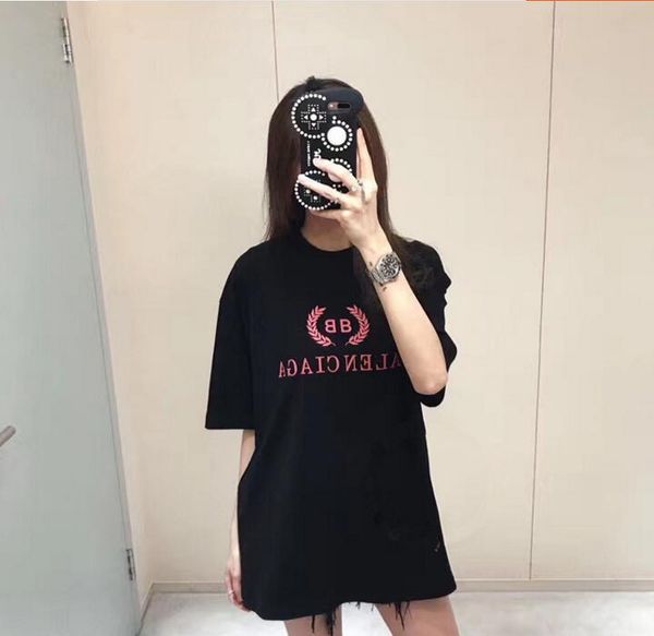 

men women Spring/summer 2018 new fashion and leisure wear double B letter printed T-shirt round collar short sleeve blouse.
