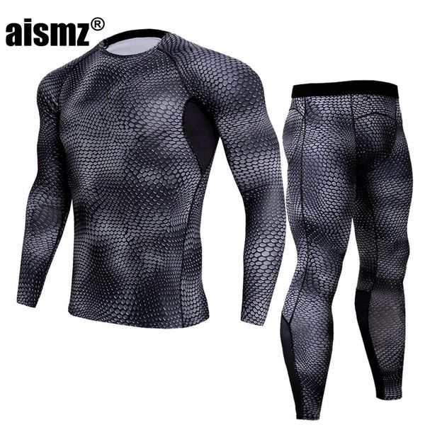 

men pro quick dry compression long johns fitness winter gymming male spring autumn sporting runs workout thermal underwear sets, Black;brown
