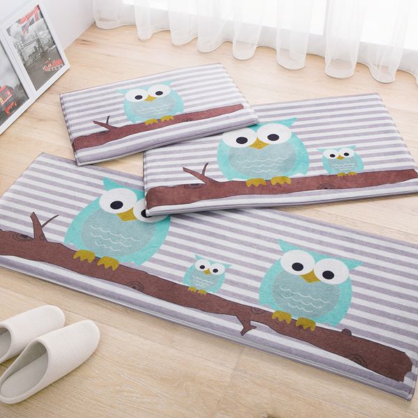 

cartoon owl carpet 45*120cm kitchen rugs mats anti slip floor mat modern home decor fish doormat bedroom bedside rug bath mats
