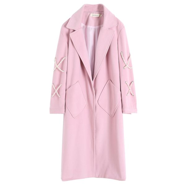 

new winter preppy style women wool blends long coat coats outerwear orange pink 8349, Black