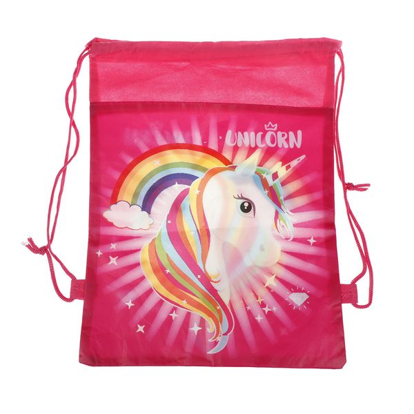 

36*27cm unicorn drawstring bag for girls travel storage package cartoon school backpacks children birthday party favors