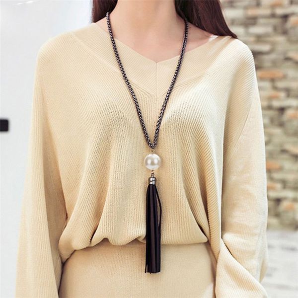 

new arrival tassel pendant sweater chain long beads necklace for women girls fashion jewelry gift, Silver
