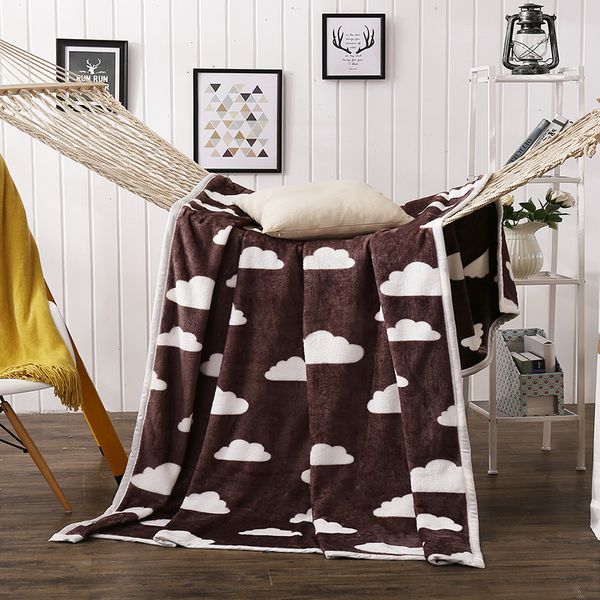 

white clouds coffee flannel fleece blanket/autumn winter comforter/throw soft /flat bed cover 1.2x2m 1.5x2m 1.8x2m 2x2.3m