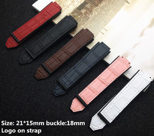 Strap kadınları için yeni renkli deri silikon saat bandı ve aksesuarlar 15 21mm kemer 18mm toka logosu on218v